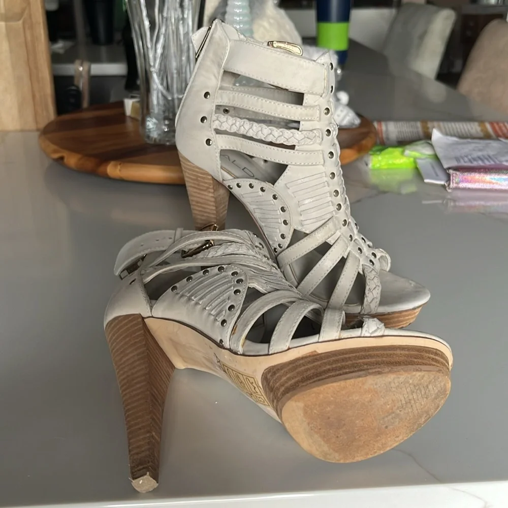 ALDO Braided Strappy Open Toe Leather Platform Heels Bohemian